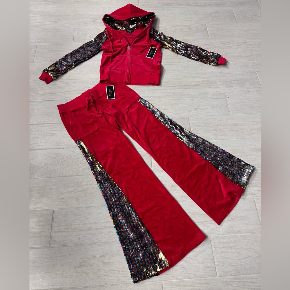 Juicy Couture Red and Sequin Track Pants